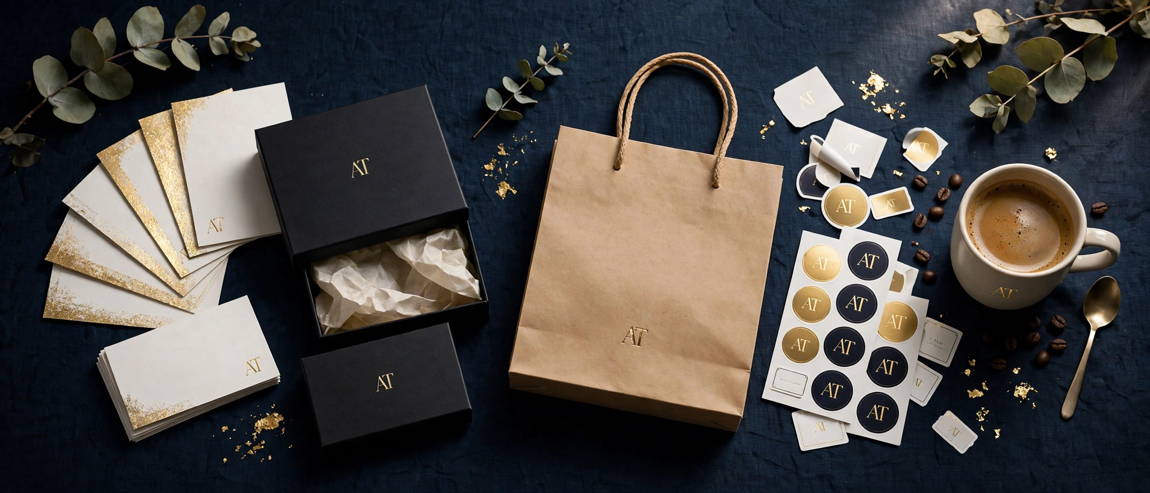 Premium packaging, paper bags, stickers and business cards